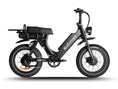 Load image into Gallery viewer, LEON black electric bike front view, featuring a dual motor setup, 40MPH top speed, and 150Mi range.