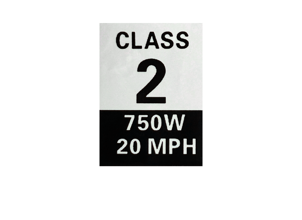 Replacement Class 2 eBike Sticker(2-Pack) – 750W 20MPH Label