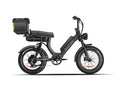 Load image into Gallery viewer, Black EMMA 3.0 e-bike with a standard seat and a large rear Trunk for extra storage.
