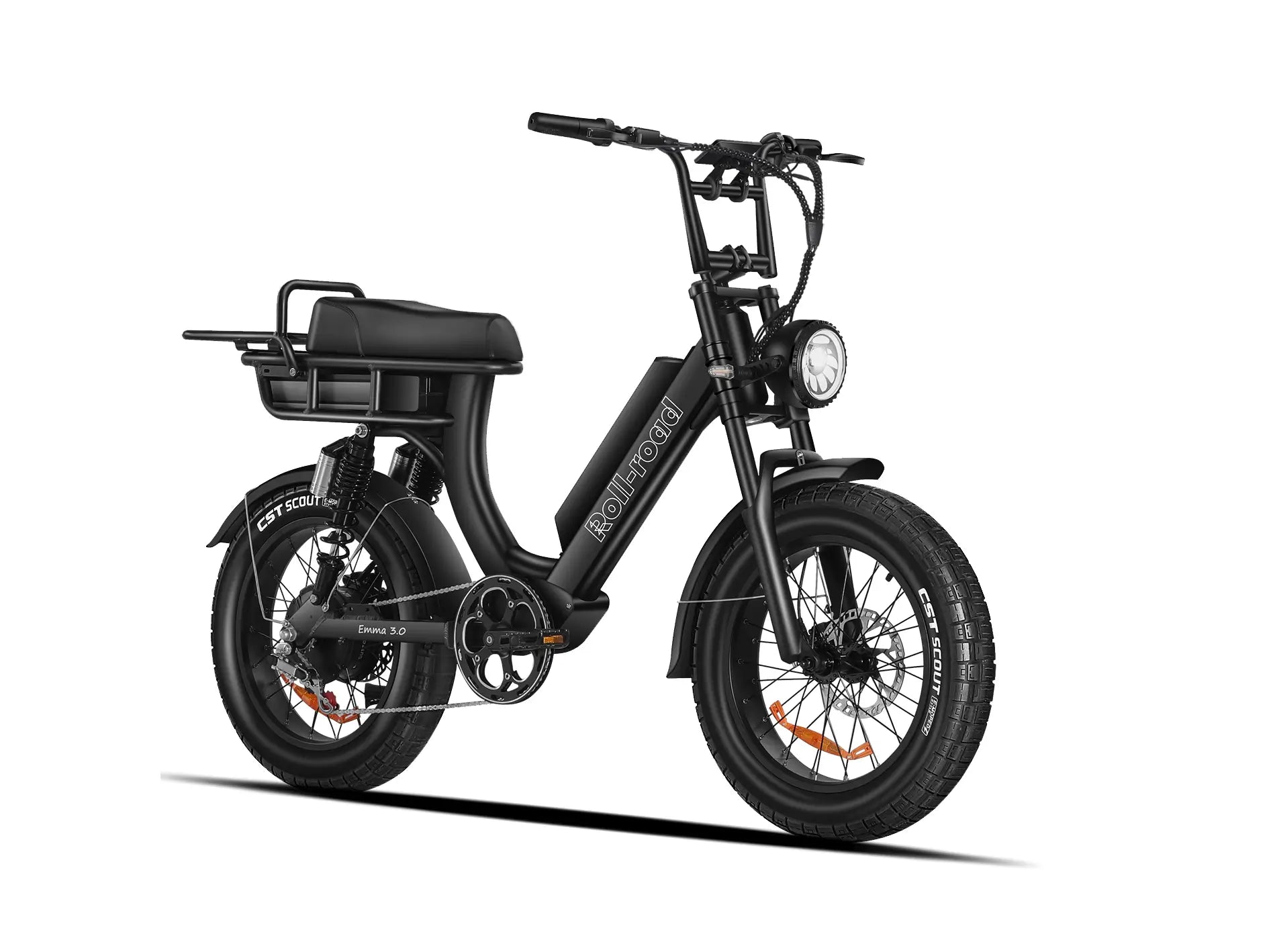 Black Roll Road EMMA 3.0 e-bike with a powerful 1500W motor and long-range dual 52V batteries.