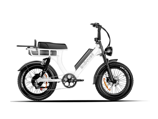 Front perspective of the white EMMA 3.0 standard model, showing its clean aesthetics and build quality.