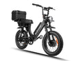 Load image into Gallery viewer, Side profile of the black LEON e-bike with cargo trunk, showing its storage and powerful dual motors.
