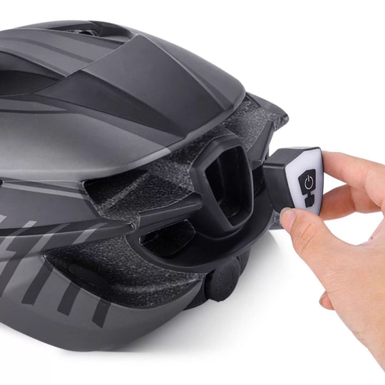 Mountain Bike Helmet with Integrated Goggles and Taillight