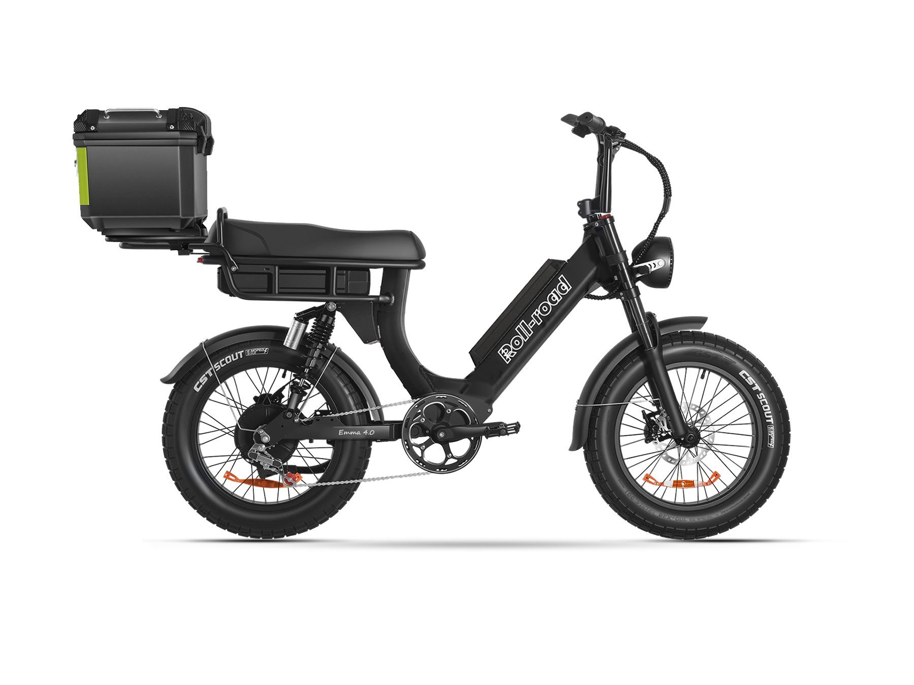 Moped-Style Dual Battery Ebike 450lb Heavy Rider – Long Seat Rear +Trunk 2-Seater – 150 Mile Long Range